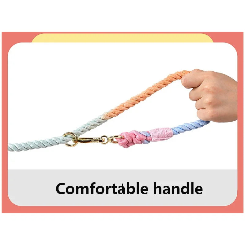 Dog Leash Handmade Braided Rope 250Cm Strong Cotton Rope Dog Leashes Heavy Duty Leash for Small Medium Large Dog Walks Training