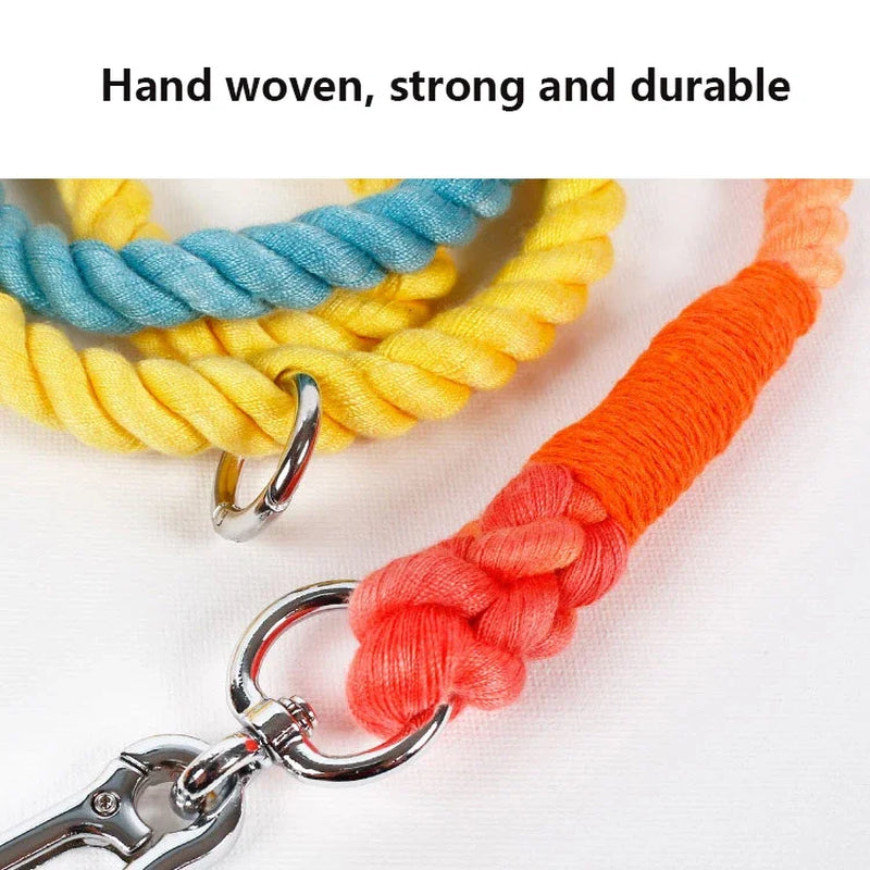 Dog Leash Handmade Braided Rope 250Cm Strong Cotton Rope Dog Leashes Heavy Duty Leash for Small Medium Large Dog Walks Training